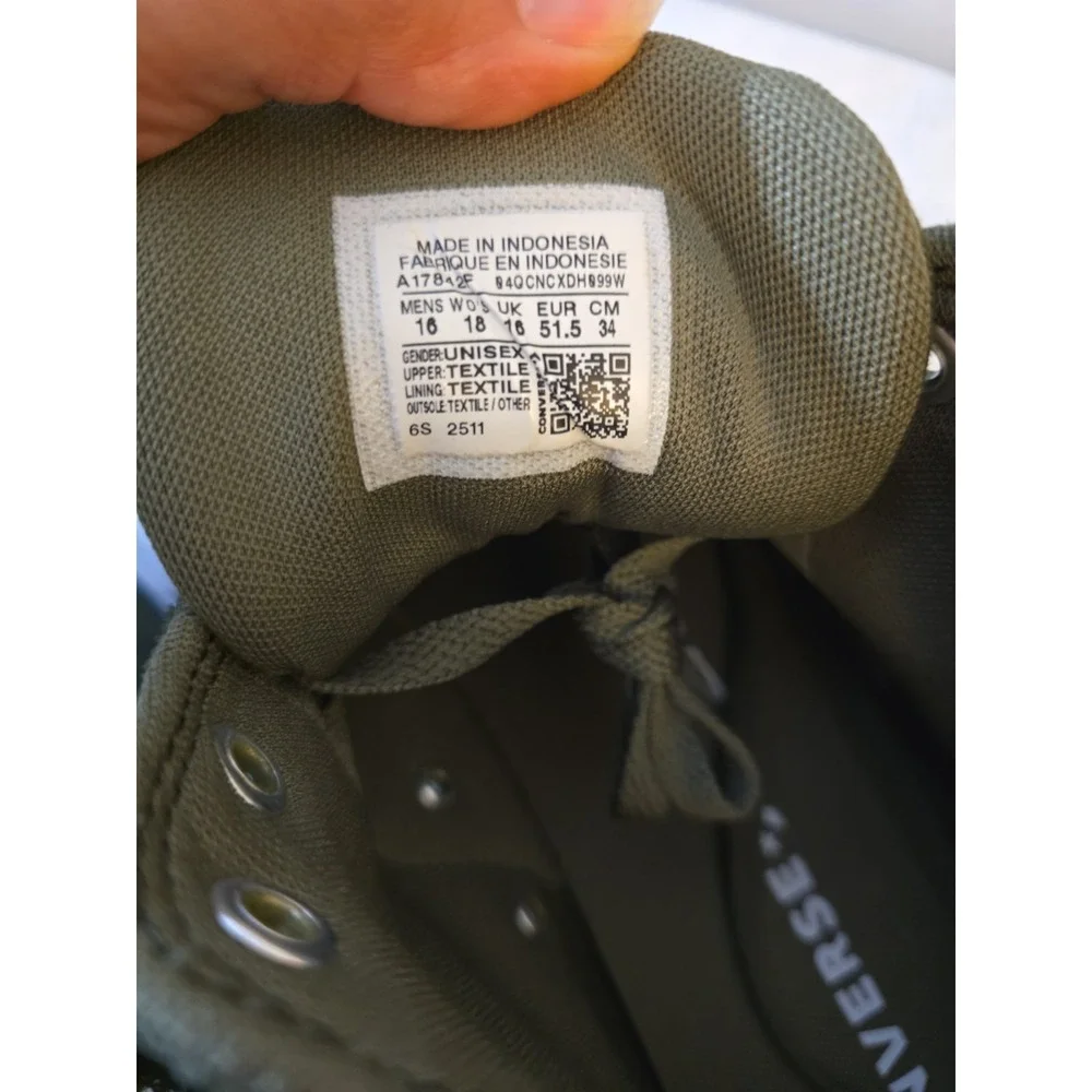 Converse Men's Olive Green Hi-Top Sneakers Shoes Size 16 Style A17842F
